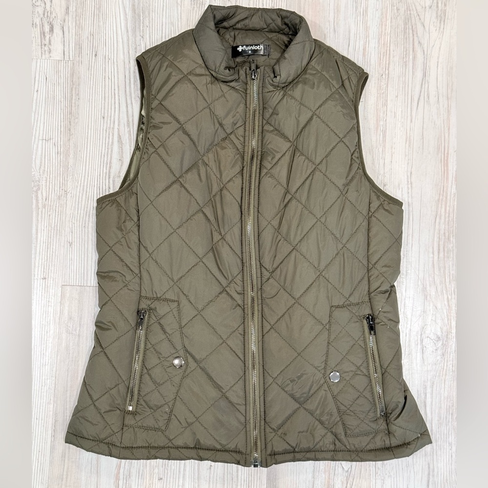 Women's Olive Quilted Vest